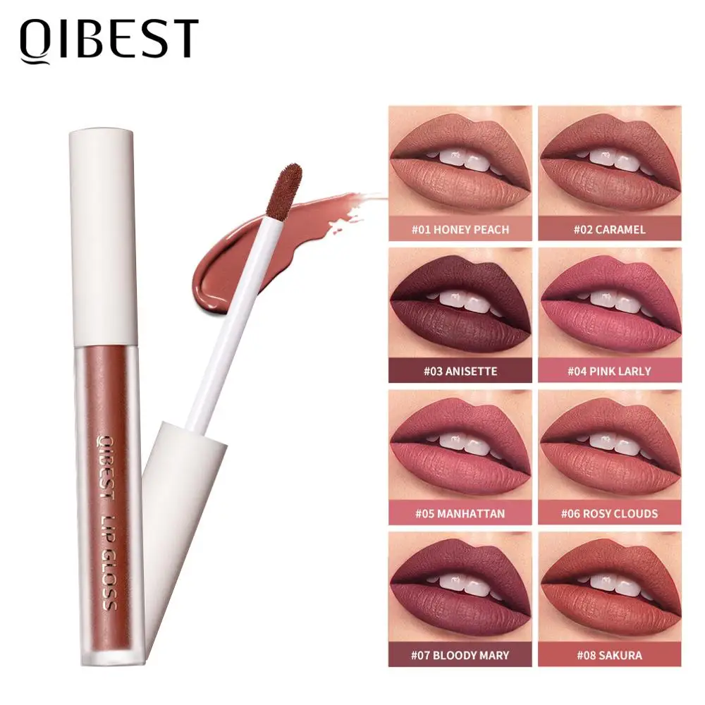 

QIBEST Nude Lip Gloss Velvet Matte Liquid Lipstick Long-lasting Lipstick Cosmetics Makeup Liquid Lipstick Waterproof Lip Tint