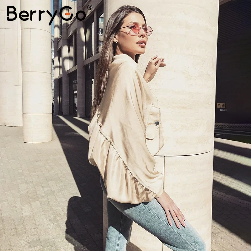 BerryGo Повседневная зимняя куртка бомбер с эластичным поясом Женская модная летная