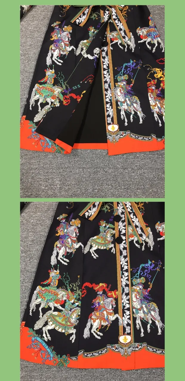 Женская одежда desfill de Moda Тренч casaco feminino винтажное платье с длинными рукавами и манжетами галстук с животным принтом пояс jurken