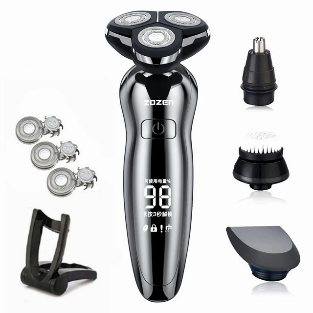 Electric Razor Electric Shaver Rechargeable Shaving Machine for Men Beard Razor Wet-Dry Dual Use Water Proof Fast Charging ZN8508-Silver 04