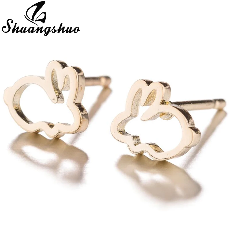Shuangshuo маленькие серьги-гвоздики с изображением оленя для женщин, девушек, детей, Lucy Ear Jewelry модные мини милые серьги пирсинг