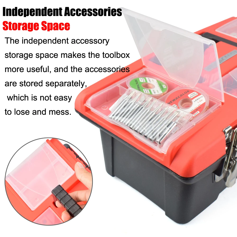 NEWACALOX Portable Hardware Storage Box 4-layer Parts Plastic Tool Box  Outdoor Toolbox for Repair Fishing