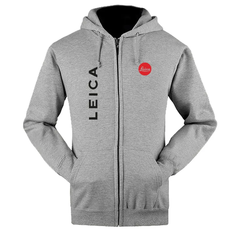 Мужские толстовки Leica с логотипом автомобиля, повседневные толстовки с капюшоном и длинным рукавом, мужская куртка на молнии, мужская толстовка с капюшоном, одежда - Цвет: Серый