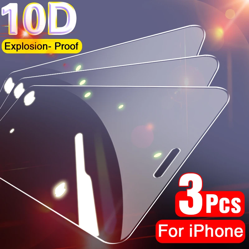 3Pcs Full Cover Protective Glass on For iPhone 11 Pro Max X XS Max XR Screen Protector For iPhone 7 8 6 6S Plus SE 2020 11 Glass|Phone Screen Protectors| - AliExpress