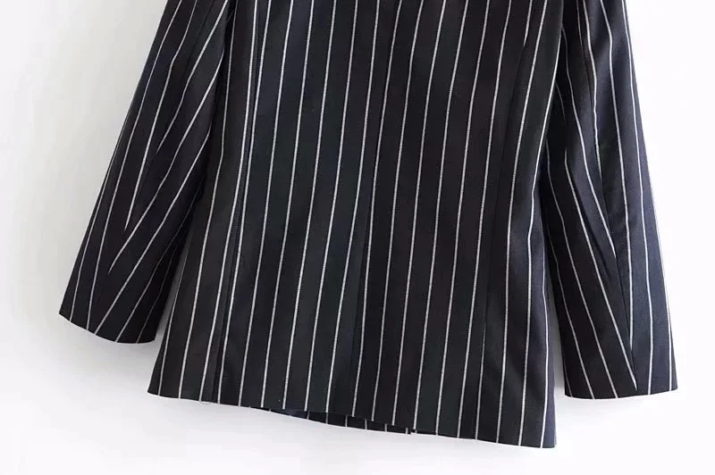 New Products INS Europe And America WOMEN'S Dress Blogger Celebrity Style Contrast Color Stripes British-Style Suit Jacket