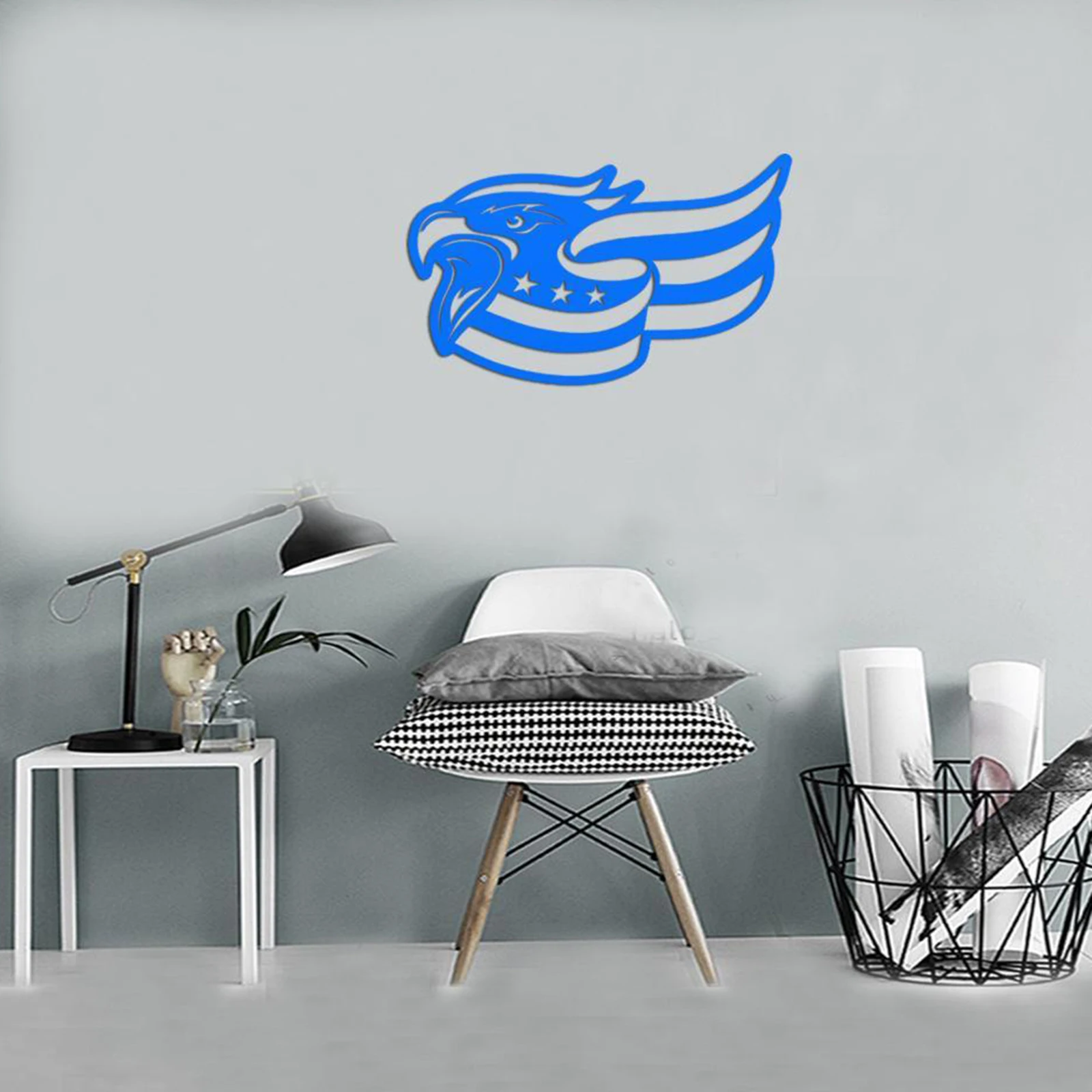 Steel Patriotic Eagle Wall Decor - Bird Head Wall Art for Home, Office, Veteran Gifts