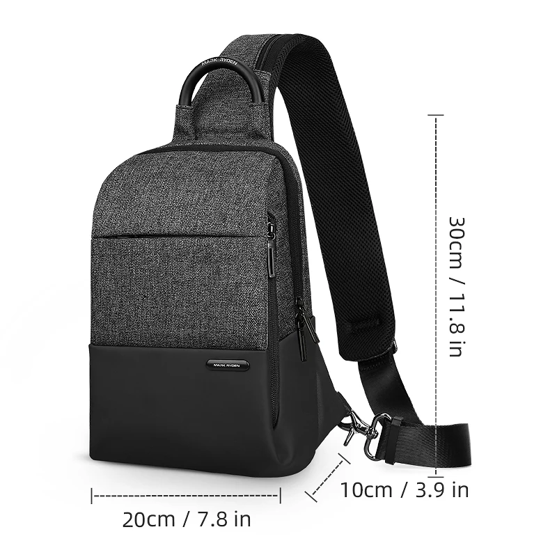 Mark Ryden Multifunction Sling Bag Men Bags Waterproof Crossbody Bag USB Charging Messengers Sling Bag Shoulder Bag Male