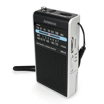 

Retekess PR15 Radio FM AM WB NOAA 3 Band Radio Digital Display Pointer Tuning 3.5mm jack for Family Camping Outdoor