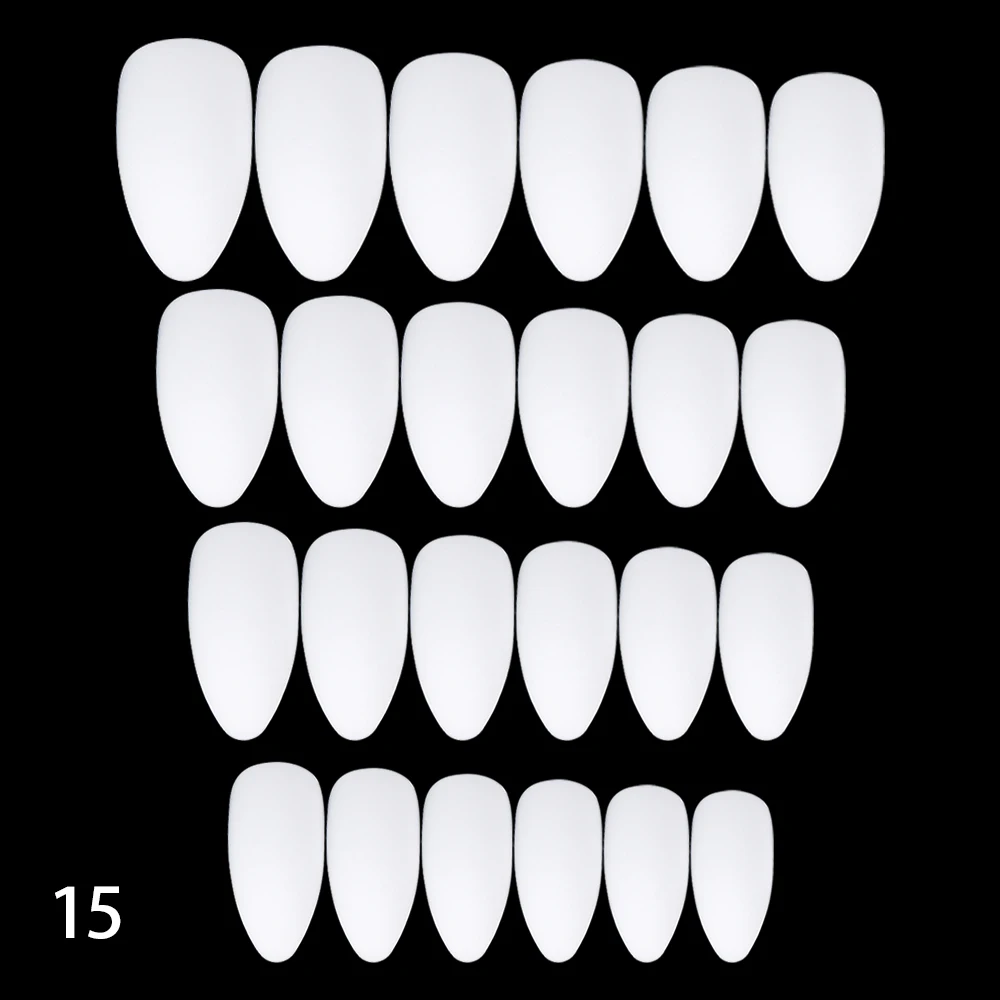 24 шт Популярный Дизайн Новая мода матовый легко носить накладные ногти удлиненный кончик патч однородного цвета для ногтей Чип расширения поддельные ногти - Цвет: 15