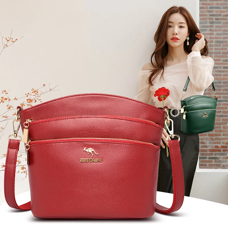 New Ladies Pure Color Buckle Zipper Messenger Pocket Women Large Capacity  Single Shoulder Bag Female Leather Crossbody Purse - AliExpress