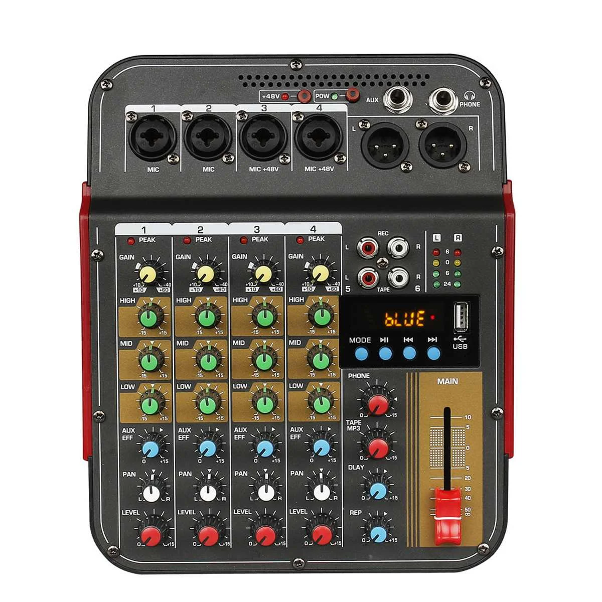 4 канала bluetooth DJ Mic Mixer Contrl светодиодный цифровой дисплей музыкальный поток караоке усилитель для караоке KTV Вечерние
