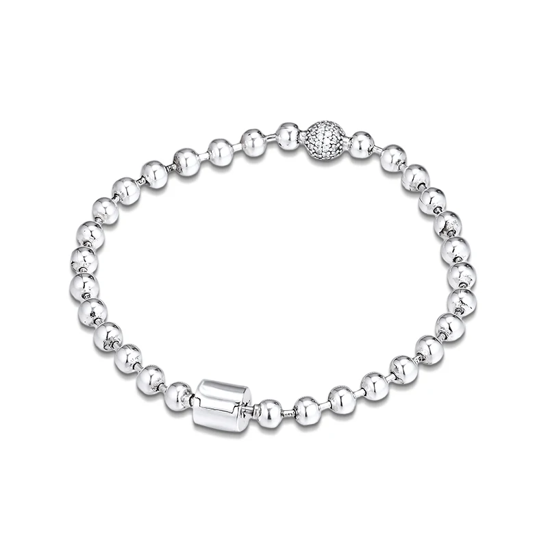

100% 925 Sterling Silver Beads & Pave Chain Bracelets Jewelry Free Shipping