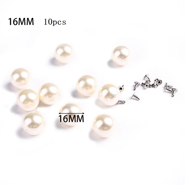 16mm-10pcs Имитация жемчуга заклепки Пуговицы Ткань кошелек обувь украшения DIY аксессуары для одежды ремесла аксессуары для украшения одежды - Цвет: 16mm-10pcs