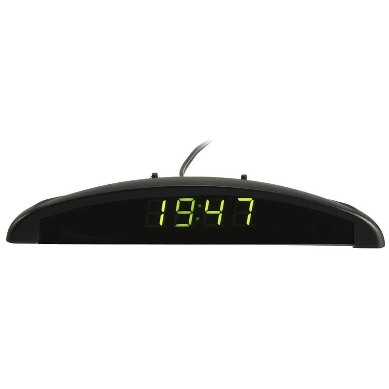 3 In1 Car 12V Digital LED Voltmeter Voltage Temperature Clock Thermometer Car, Green