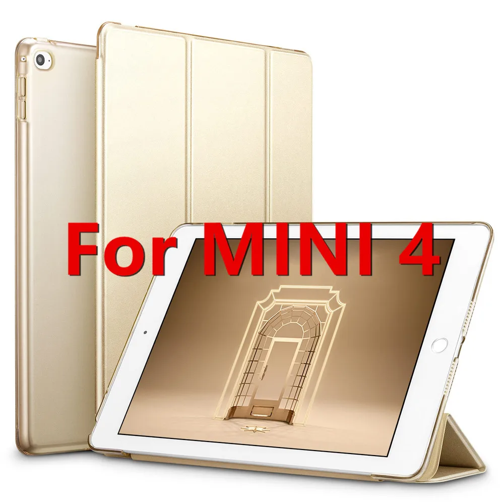 ESR из искусственной кожи чехол для iPad Mini 5 4 3 2 1 Фолио мягкая задняя трехслойная Подставка Авто спящий Пробуждение смарт-чехол для iPad Mini 5 - Цвет: Gold for Mini 4