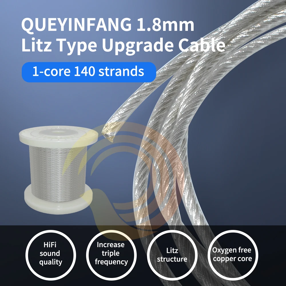 QUEYINFANG 1 Core Litz Structure Earphone Upgrade Cable OFC Silvered Copper 1.8mm 1-core Wire PVC Sheath | Электроника