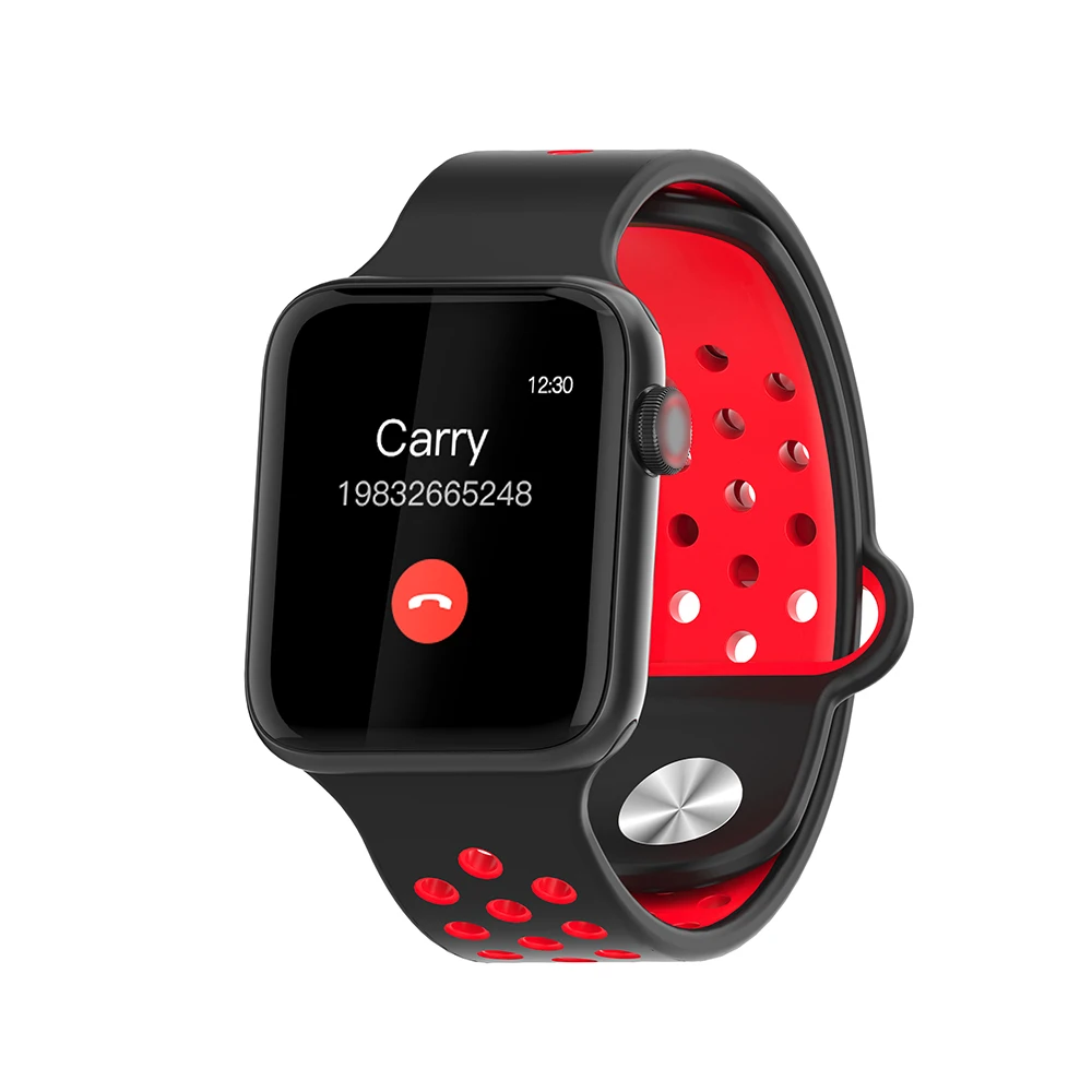 LEMADO Smart Watch Full Touch Screen Alloy Case Heart Rate Message Call Reminder Smartwatch Men Women for Apple Android Phone - Цвет: black black red