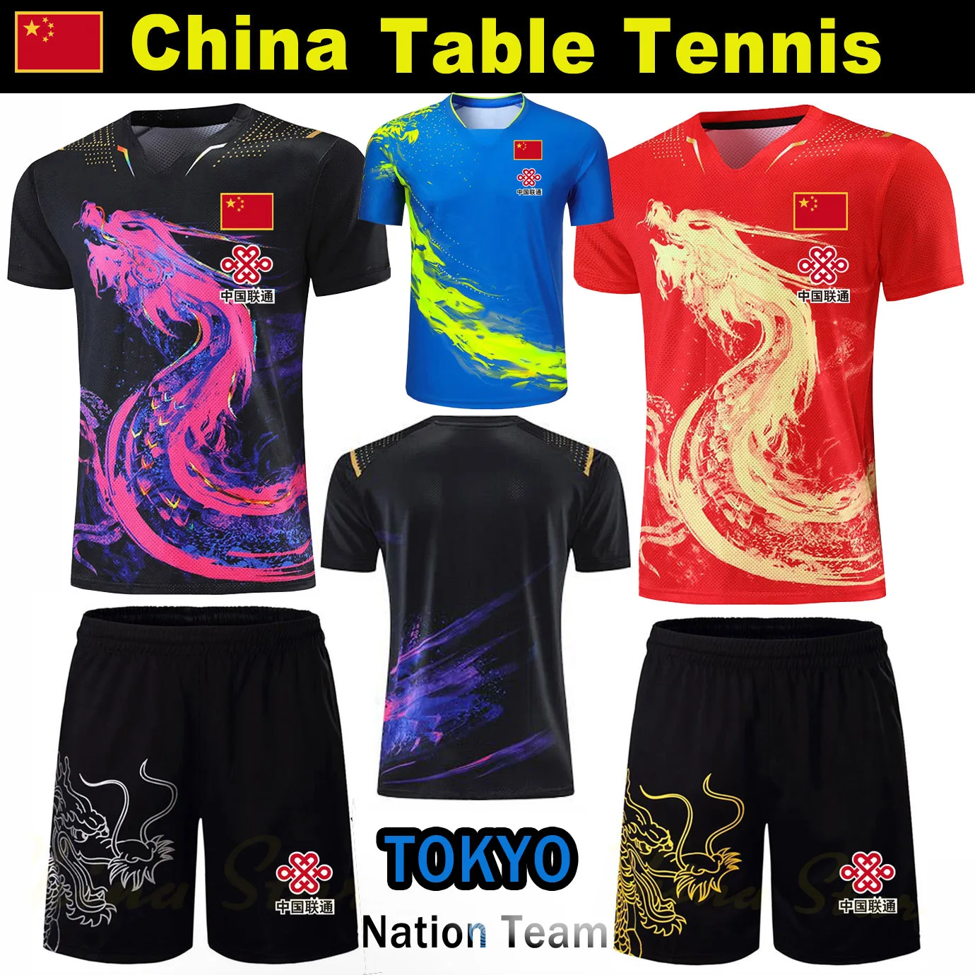 2021CHINADragonTableTennisJerseysShortsSetsWomenPingPongKits