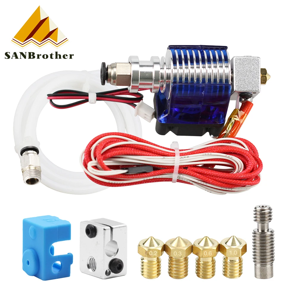 

3D Printer J-head Hotend with Single Cooling Fan for 1.75mm/3.0mm 3D v6 bowden Filament Wade Extruder 0.2mm/0.3mm/0.4mm Nozzle