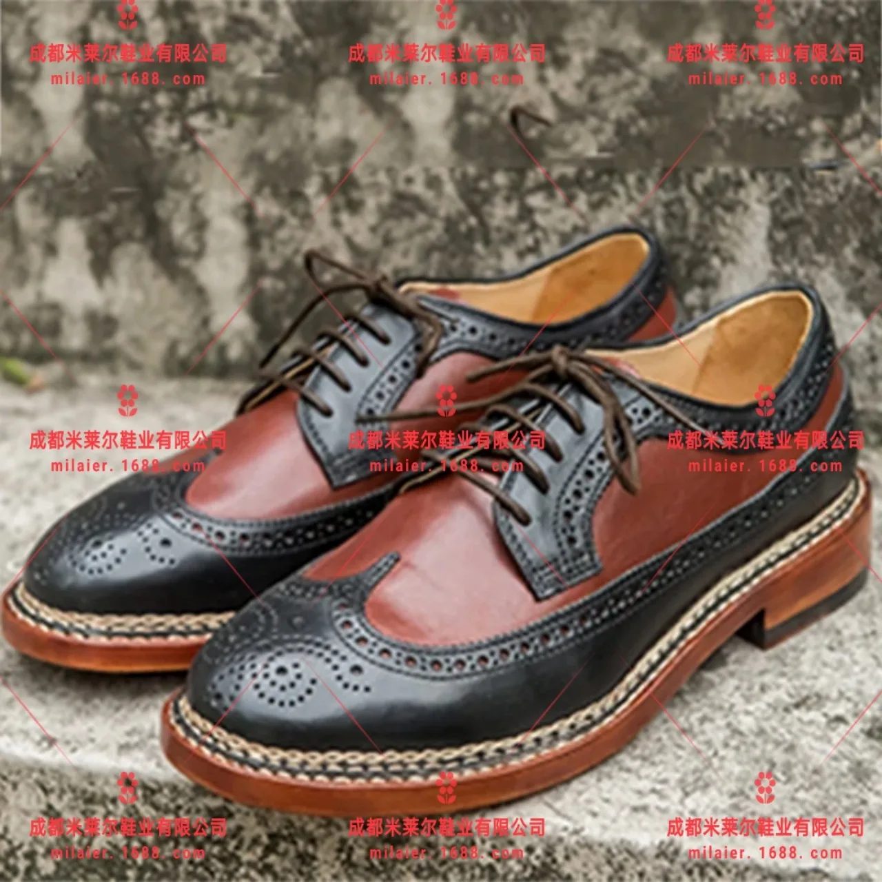 

Round-Toe PU Leather Vintage Bullock Men's Casual Shoes Lace up Front Wearable Semi-high Heeled MEN'S SHOES M16