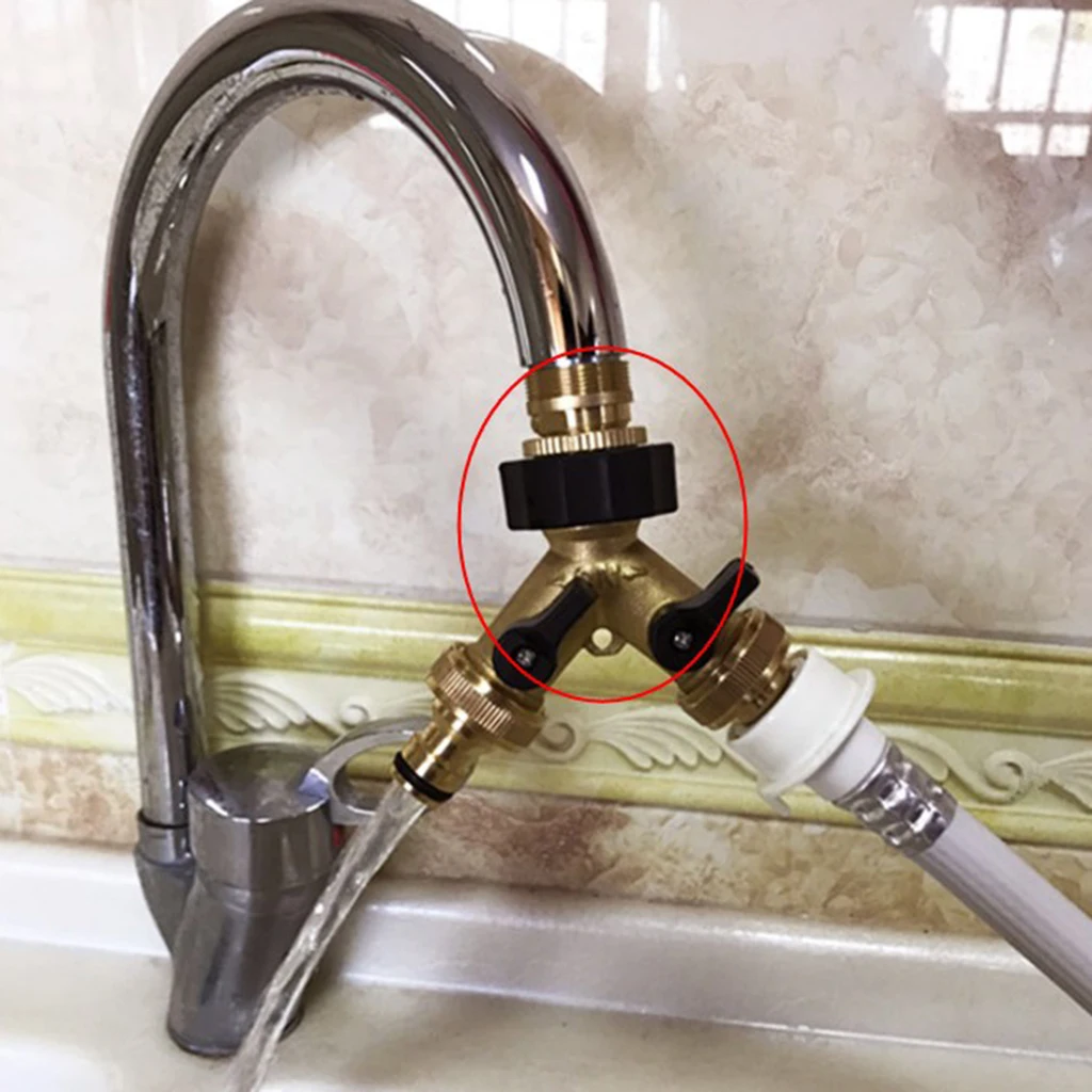 Heavy Duty Brass Garden 3/4 Hose Connectors Tap Splitter (2 Way) Y Shape Splitter Valve| New and Improved Design