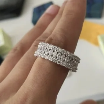 

925 Sterling silver Band Rings Luxury Marquise Cut Brilliant Diamond Engagement Wedding Rings For Women Men Jewelry gift