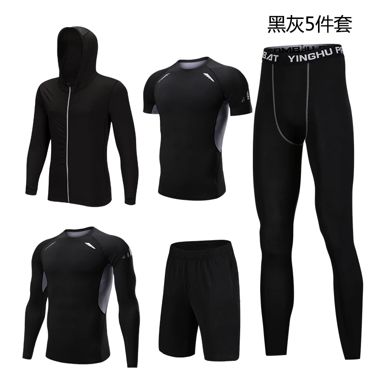 5PCS Set Men's Compression GYM Tights Sports Sportswear Suits Training Clothes Suits Workout Jogging Clothing Tracksuit Sports 5PCS Set Men's Compression GYM Tights Sports Sportswear Suits Training Clothes Suits Workout Jogging Clothing Tracksuit Sports