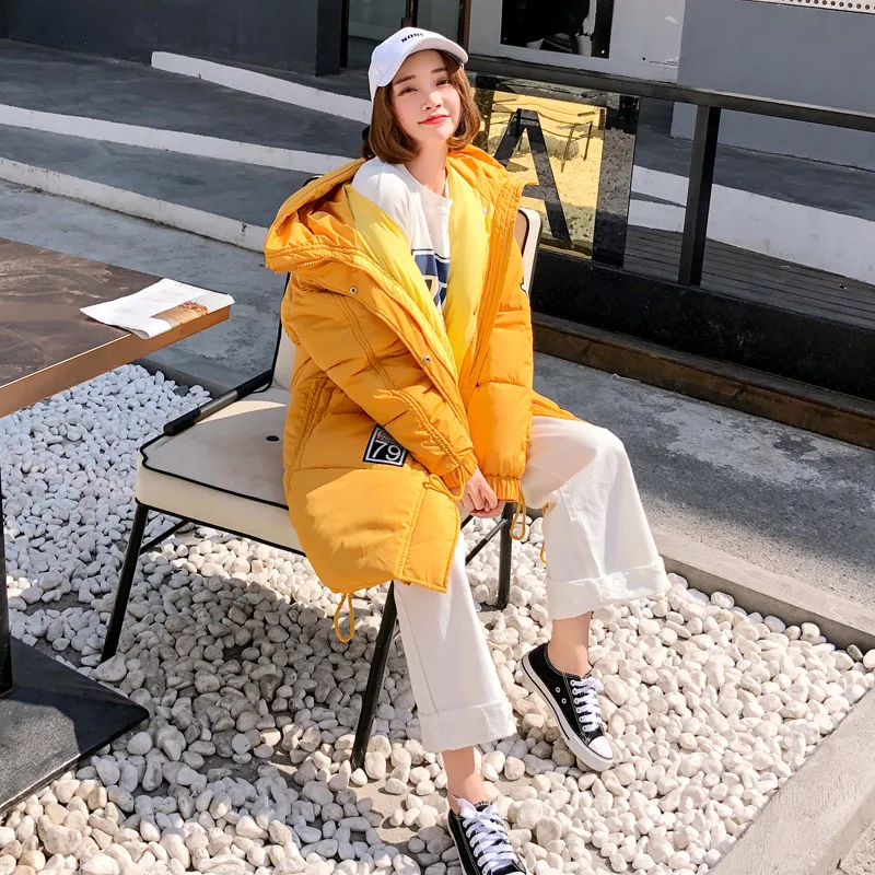 

Photo Shoot down Jacket Cotton-padded Clothes Women's Mid-length Winter New Style Versitile Fashion Hooded Cotton-padded Clothes