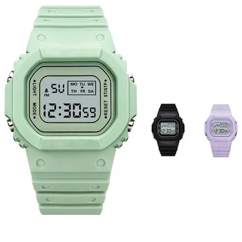 

Hot Multifunction Watch Electronic Sport Woman Watch Silicone Student Square Electronic Watches Big Dial Clock Fitness bracelet