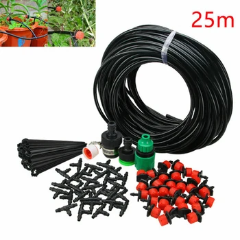 

DIY Drip Irrigation System Automatic Watering Garden Hose Micro Drip Watering Kits Self-Watering 25m Hose+Dropper+Adapter