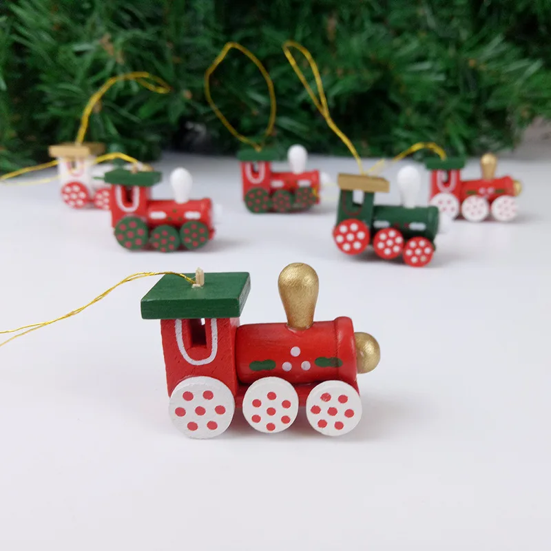 6 шт./партия деревянный мультфильм Санта Клаус с изображением поезда для детей девочек мальчиков Игрушки для рождественской елки украшения дома игрушки