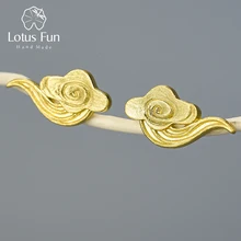 Lotus Fun, 18K Золотая удача, мир, облако, серьги-гвоздики, Настоящее серебро 925 пробы, серьги, дизайнерские ювелирные украшения для женщин, Подарочная бижутерия