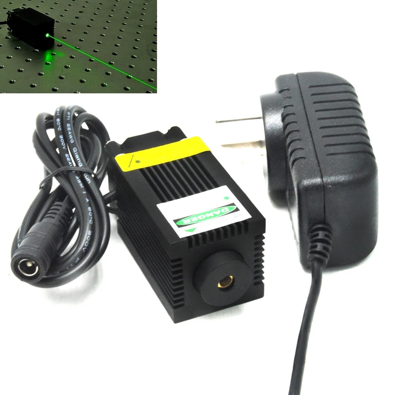 Powerful 532nm 100mW Green Focus Dot Laser Diode Module Bright Light Fan Cool with 12V Adapter