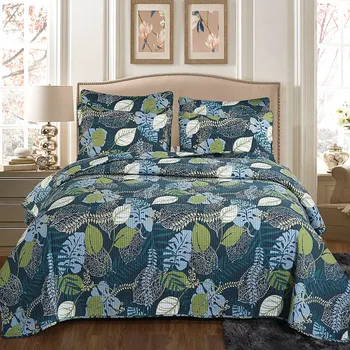

Pastoral Printing Cotton Bedspread Quilt Set Quilted Double King Bed Cover Queen with Pillow Cases Coverlet Summer Blanket 3pcs