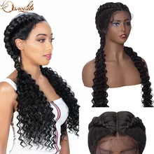 High Temperature Fiber 25inch Braided Wigs Synthetic Lace Front Wig For Black Women Boucy Double Braids Glueless Hair Wig