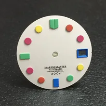 

NH35 dial White Rainbow colored nails for SKX007/009 SBDX Diving watch mod fit NH35 NH36 Movement 28.5mm dial withS logo