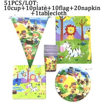

Animal Forest Game Birthday Party Decoration Banner Flag Animal Crossing Party Party Tableware Disposable Baby Shower Party Set