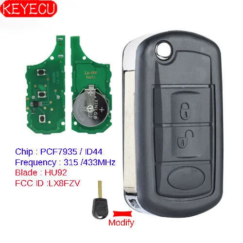KEYECU для Land Rover Range Rover 2002-2006 Модернизированный 315 МГц/433 Мгц дистанционный ключ-брелок от машины LX8FZV