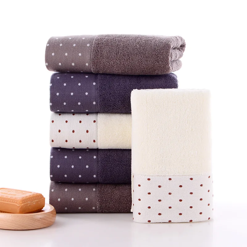 

100% Cotton 35x75cm face towel Hand Towels soft Thick Cotton For Adults Quick Dry Dot Solid Color High Quality towel 1pc