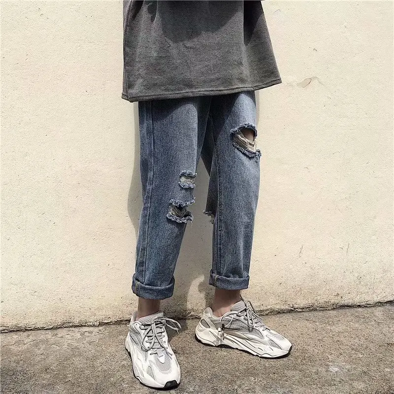 Kaki Lebar Jeans Denim Pria 