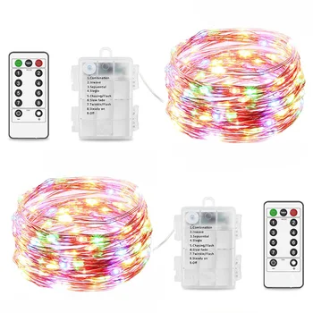 

5pcs/lot 20M Strip Light Led String Light Silver Wire Waterproof Battery case 8Mode For Operated Decoration + Remote Control