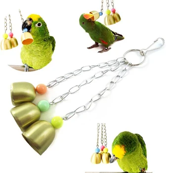 

Parrot Toy Bell Parrot Three String Copper Stand Bells Bird Supplies Parrot Bite Toys Pet Supplies