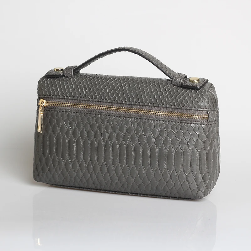 XMESSUN модная дизайнерская сумка из кожи страуса, переносная сумка-клатч, дамская сумочка, сумочка, косметичка, трендовая сумка - Цвет: Snake Gray (L)