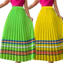 New Popular Striped Sexy Elegant Skirts Womens Summer Sexy High Waist Women Pleated Skirt Cute Skirts DFC547