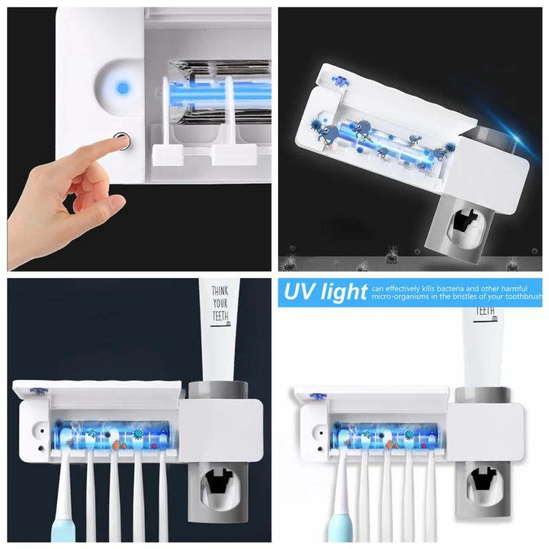УФ-световой стерилизатор держатель для зубной щетки очиститель и автоматический диспенсер для зубной пасты настенный футляр для электрической зубной щетки