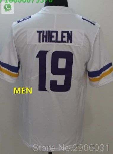 Vikings Мужские взрослые Джерси 14 Стефон диггз 19 adam thielen 22 чехол Keenum 7 Harrison 33 Dalvin Cook Smith Adam Minnesota - Цвет: For men