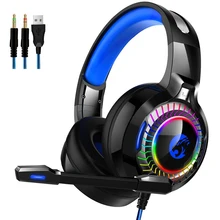 PS4 игровая гарнитура 7,1 объемный проводной Mircophone ПК стерео наушники для ноутбук Xbox Tablet Gamer