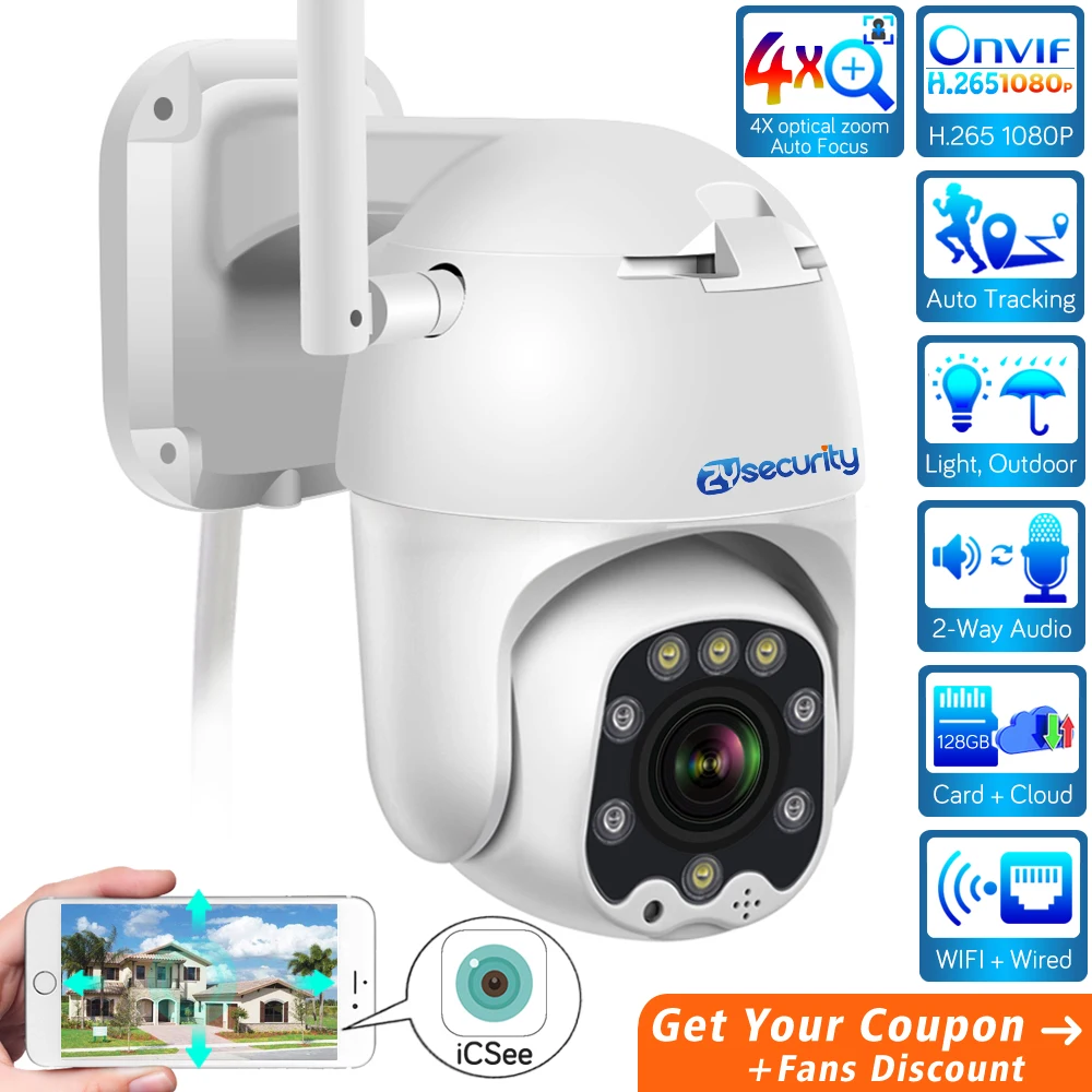 Automático de Rastreamento Vigilância por Vídeo Ptz ao ar Wifi Câmera Livre 5x Zoom Óptico Foco Automático Velocidade Dome ip Cctv Segurança hd 1080p