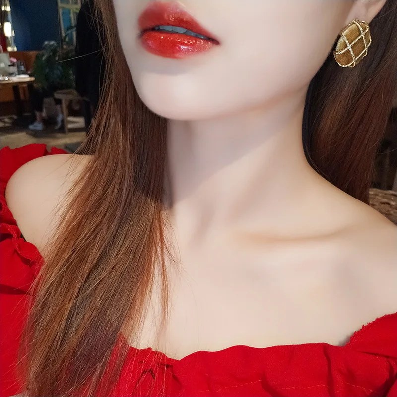 Корейская зима S925 Серебряная игла модные простые круглые серьги-гвоздики золотые металлические вечерние ювелирные изделия для свадьбы