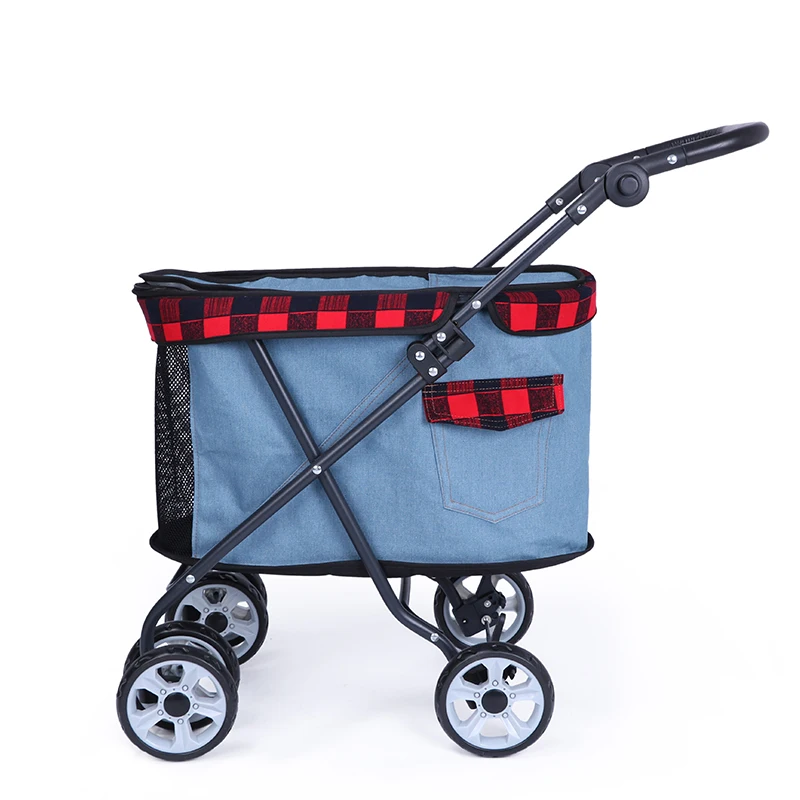 

Pets Out Folding Four-wheeled Large Skylight Trolley Cat and Dog Portable Small Dog Outdoor Travel Supplies Car Teddy